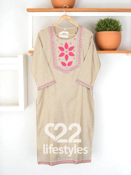 Beige Jamdani Maheshwari Readymade Salwar Suit