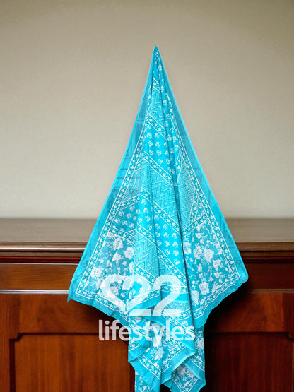 Turquoise Angrakha Handblock Readymade Salwar Suit