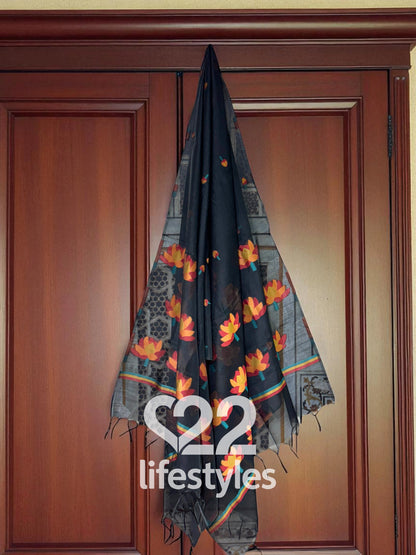 Black Jamdani Mul Chanderi  Readymade Salwar Suit