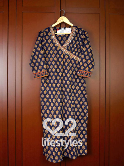 Dark Purple Cotton Ajrakh Readymade Salwar Suit