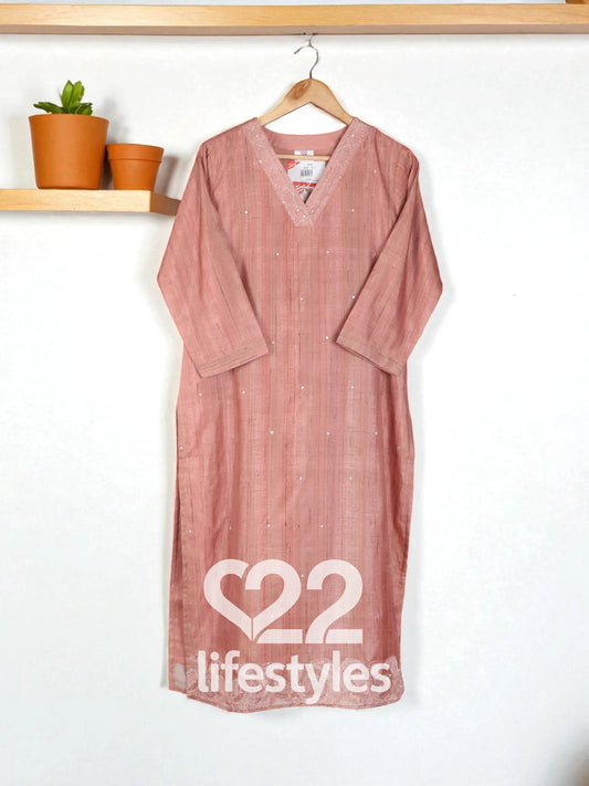 Rose Pink Tussar Readymade Salwar Suit