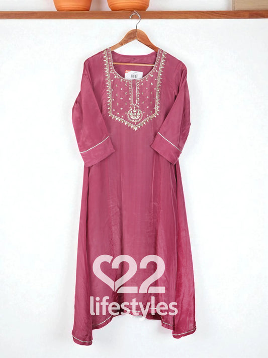 Pure Crepe Mauve Readymade Salwar suit