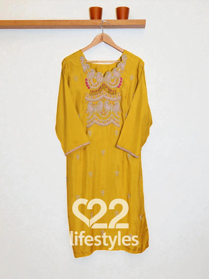 Yellow Silk Readymade Salwar Suit