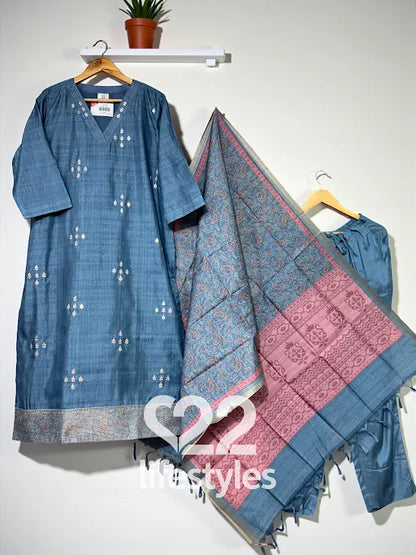 Tussar Pittan Work Readymade Salwar Suit
