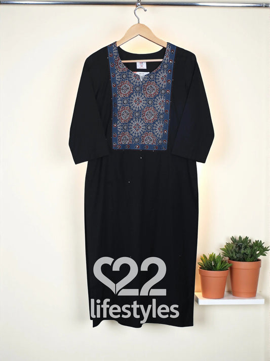 Blue Handloom Ajrakh Print Readymade Salwar Suit