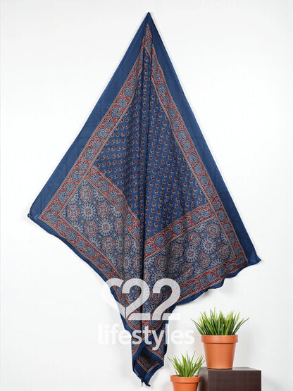 Blue Handloom Ajrakh Print Readymade Salwar Suit